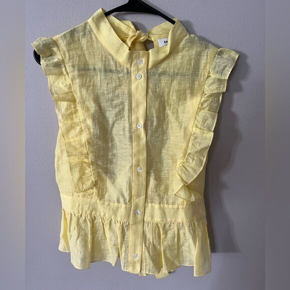 Sandro Backless Ruffled Top Sleeveless Yellow - M - Picture 9 of 15